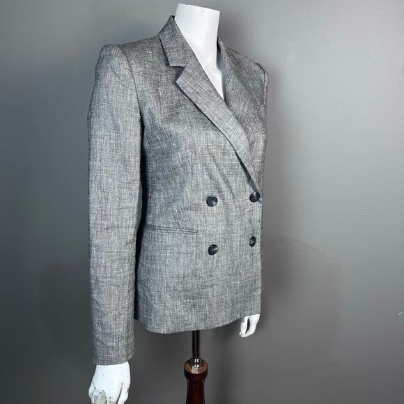 Theory blazer size 4 linen double breasted gray office Corpcore old money - Picture 1 of 11